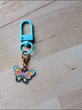 Butterfly Enamel Keychain Charm - Turquoise